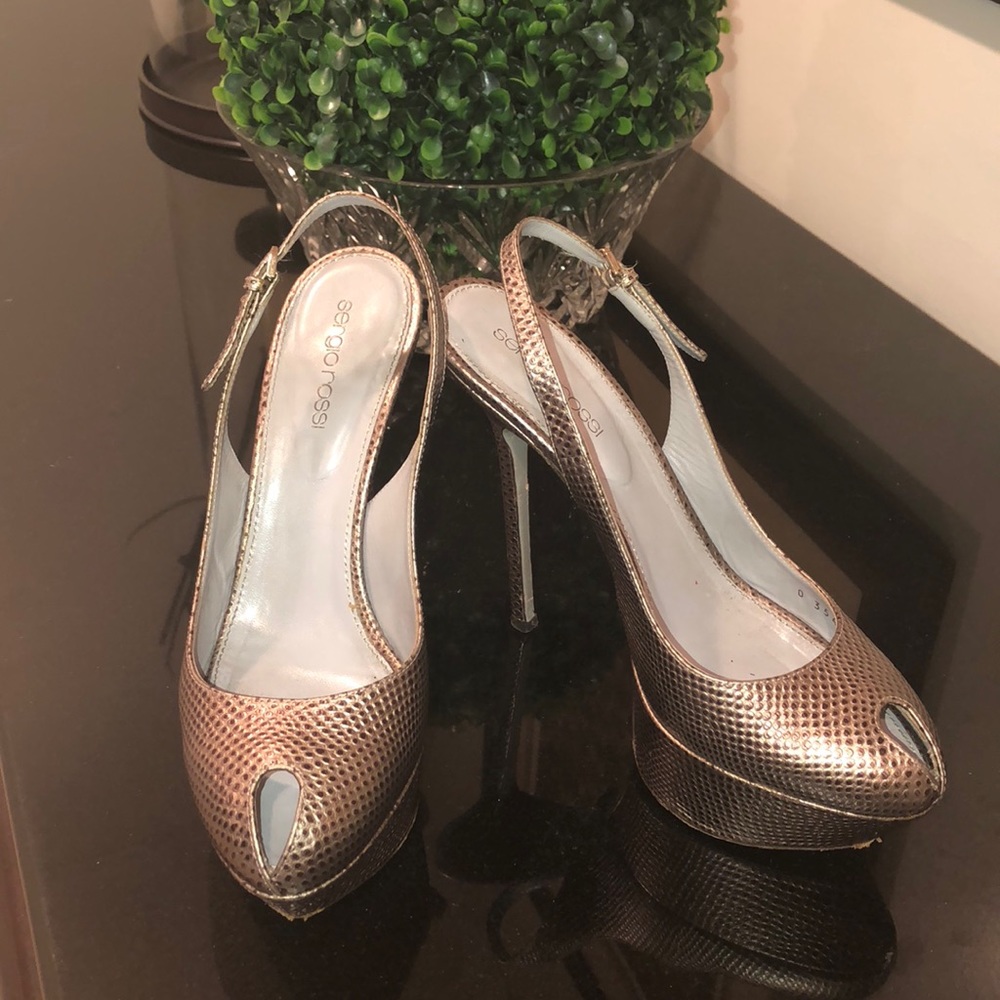 Sergio Rossi peep toe platform heels